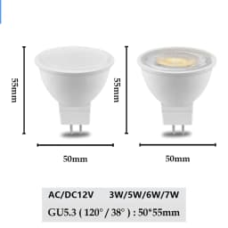 10pcs/lot LED Low Voltage Spotlight GU5.3/MR16 AC/DC 12V 3W-7W High Efficiency Warm White Light Can Replace 20W 50W Halogen Lamp