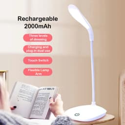 Portable Touch Dimming Table Lamp USB Rechargeable LED Desk Lamp Eye Protection Adjustable Light Bedroom Bedside Student Reading