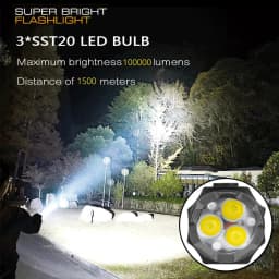 High Power 3 LED Mini LED Flashlight 2000LM SST20 Portable EDC Torch TYPE-C Rechargeable IP68 Camping Lantern with Tail Magnet
