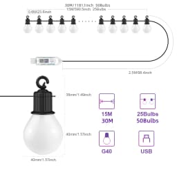 Smart WIFI G40 LED Bulb String Light USB 15M 25 Blubs Fairy Lights Christmas Bedroom Outdoor Garden Decor Festoon Garland
