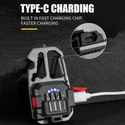 Mini Multifunctional Keychain LED Flashlight USB Rechargeable Portable Flashlight Outdoor Camping Torch Emergency Lantern 500Mah