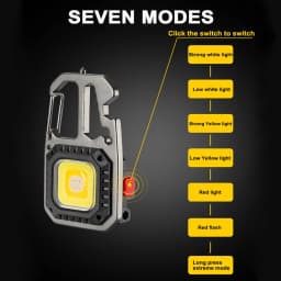Mini Multifunctional Keychain LED Flashlight USB Rechargeable Portable Flashlight Outdoor Camping Torch Emergency Lantern 500Mah