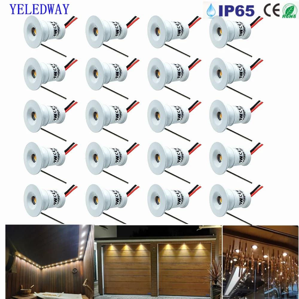 24V Led Mini Spotlight 1W 15mm Downlight 24V Dimmable Small IP65 LED Spot Lamps Hotel Cabinet Lights Home Ceiling Spot Lighting