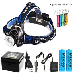 ZK20 Rechargeable Waterproof Flashlight Zoomable 3 Modes LED Head Lamp Work LED Helmet Flash Light Torch Flashlight