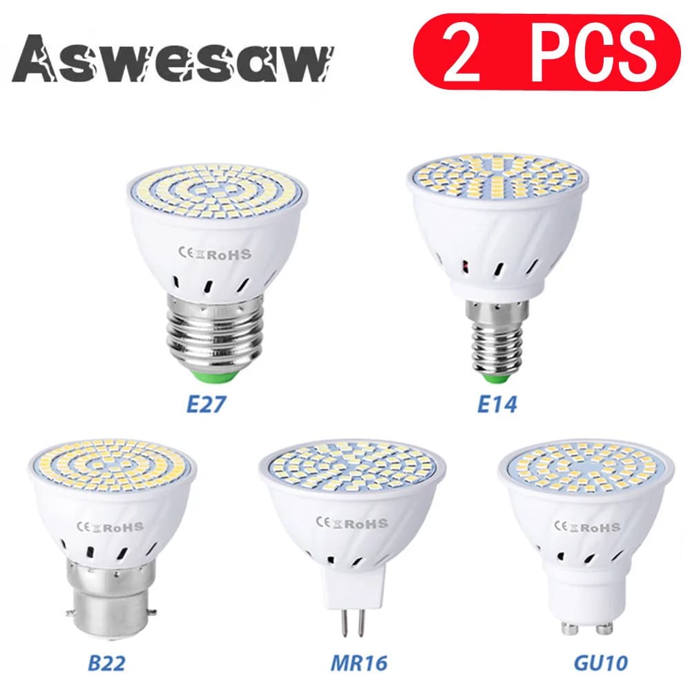 GU10 LED E27 Lamp E14 Spotlight Bulb 48 60 80leds lampara 220V GU 10 bombillas led MR16 Lampada Spot light B22 5W 7W 9W