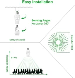 Socket Converter AC100-240V E27 with PIR Motion Sensor Ampoule LED E27 Lamp Base Intelligent Switch Light Bulb Lamp Holder