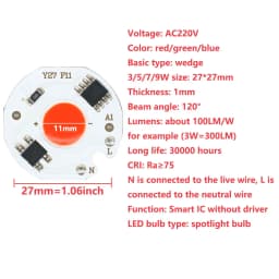 3W 5W 7W 9W AC 220V LED COB LED Chip Lamp Matrix Smart IC NO Need Driver For Flood Light Spotlight Projector Light Bulb Beads