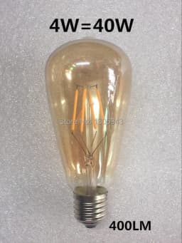 LED Edison Filament Bulbs Golden Art Lights ST64 Dimmable E27 B22 2W 4W 6W 8W 10W 12W 220V 110V 2700K 360 Degree Energy Lamps