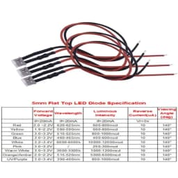 20pcs 3mm/5mm 5V 12V 24V LED Red RGB Pre-Wired Water Clear Flat LED Light Emitting Diodes