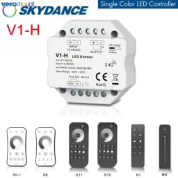 Skydance 1CH*4A/8A 12-48VDC RF Controller Push-Dim Wall Box Mounting V1-H 1CH*6A/9A ZigBee & RF CV Controller V1-H(WZ) Tuya App