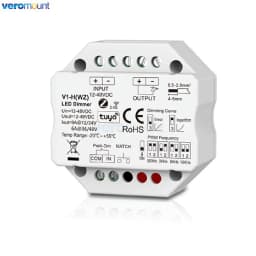 Skydance 1CH*4A/8A 12-48VDC RF Controller Push-Dim Wall Box Mounting V1-H 1CH*6A/9A ZigBee & RF CV Controller V1-H(WZ) Tuya App