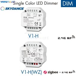 Skydance 1CH*4A/8A 12-48VDC RF Controller Push-Dim Wall Box Mounting V1-H 1CH*6A/9A ZigBee & RF CV Controller V1-H(WZ) Tuya App