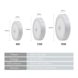 PIR Motion Sensor LED Ceiling Lights 6W 12W 18W Aluminum Shell Downlight Lamp 110V-220V For Home Entrance Stair Balcony Hallways