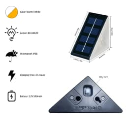 Outdoor Solar Step Lights, Warm White & RGB, IP67 Waterproof, Auto On, for Patio, Yard, Driveway, Porch Decoration