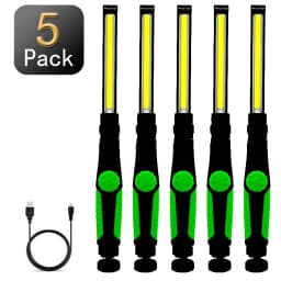2/5Pcs Portable COB LED Work Light USB Rechargeable Torch Hook Portable Inspection Light for Car Repair, Home Garage, Emergency