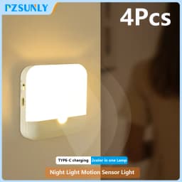 Motion Sensor Light Led Usb TYPE-C Charging Square Lamp for Bedroom Kitchen Stair Hallway Wardrobe Cupboard Lighting Night Light