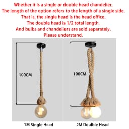 AC 95V-240V Retro Hemp Rope Pendant Light Vintage E27 LED Bulb Industrial Pendant Lamp Decor Hanging Lamp Indoor LED Lamp