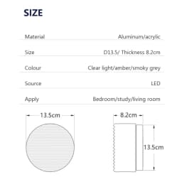 Modern LED Wall Lamp Living Room Amber Jelly Decor Wall Sconces Corridor Study Dining Room Home Decoration Smokey Grey Fixture