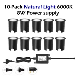 QACA WIFI RGB LED Deck Ligths IP67 Waterproof Colorful Outdoor Recessed Lighting for Yard Garden Deck Scenery Stairs Patio Step