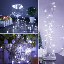 10pcs LED Fairy Light Battery Powered String Lights Waterproof Silver Wire Moon Light For DIY Wedding Party Bedroom Cake Decoar