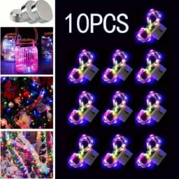 10pcs LED Fairy Light Battery Powered String Lights Waterproof Silver Wire Moon Light For DIY Wedding Party Bedroom Cake Decoar