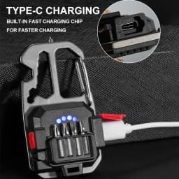 COB Keychain Work Light with Battery Display 8Mode Rechargeable High Lumens Portable LED Light for Camping Hiking Running