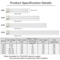 2G11 UV Tube Light 4-Pin Ultraviolet Lamp 18W 24W 36W 40W 55W UVC Lamps Purification for Living Room