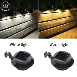 3 LED Solar Spot Garden Round Gutter Fence Light Lantern Courtyard Wall Landscape Light Outdoor Decoration Induction Sink Lamp