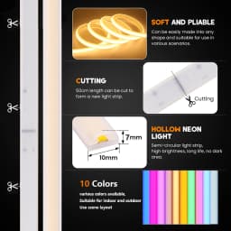 220V Switch COB LED Neon Strip Light 288LED AC EU Power Plug Kit White Pink Red 10 Color Waterproof Flex Tape Home Kitchen Decor