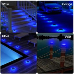 6 Packs Solar Driveway Lights Solar Dock Lights Blue Solar Deck Lights Outdoor IP68 Waterproof, Stick on for Step Pool Pathway