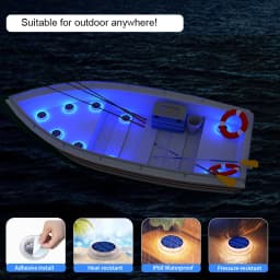 6 Packs Solar Driveway Lights Solar Dock Lights Blue Solar Deck Lights Outdoor IP68 Waterproof, Stick on for Step Pool Pathway