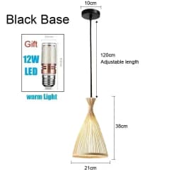 Bamboo Hand Weaving Pendant Lights 38cm Hanging LED Ceiling Lamp Chandelier Fixture Rattan Hand Craft Woven Home Bedroom Decor