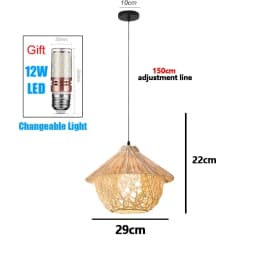 Bamboo Hand Weaving Pendant Lights 38cm Hanging LED Ceiling Lamp Chandelier Fixture Rattan Hand Craft Woven Home Bedroom Decor