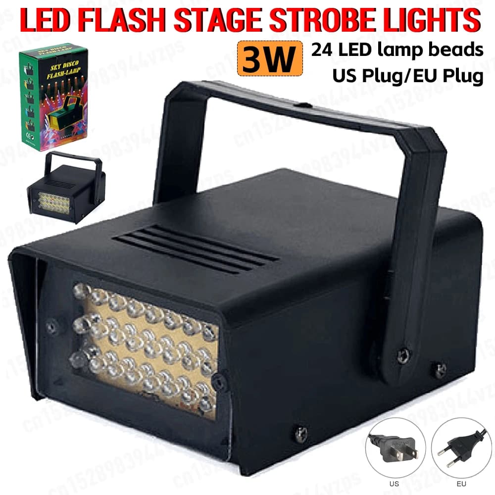Disco Strobe Lights LED Flash White Lighting Adjustable Stage Strobe Lights Remote Control Disco Flash Strober Light Stage Decor