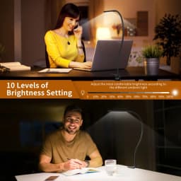 LED Desk Lamp Clamp Adjustable Foldable USB Powered Eye Protection Reading Bedside Table Light for Bedroom Study Dorm Office