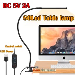 LED Desk Lamp Clamp Adjustable Foldable USB Powered Eye Protection Reading Bedside Table Light for Bedroom Study Dorm Office