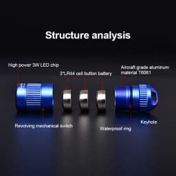 TANK007 E15 Mini Pocket Flashlight LED Coin Cell Battery Key Light Outdoor IPX7 Waterproof Anti Drop Flashlight