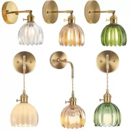 Modern Floral Glass Wall Lights LED Bedroom Study Lighting Fixtures with Adjustable Wall Sconce Colorful Simple Bedside Lamp E27