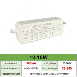 LED Constant Current Driver 12W 20W 30W Power Output 3-12V 9-18V 12-26V 24-46V 36-56V 54-85V 75-126V 24-38V 36-65V Shell Driver