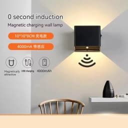 USB rechargeable LED wall light with magnetic suction and human body sensor