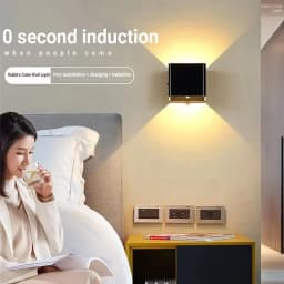 USB rechargeable LED wall light with magnetic suction and human body sensor