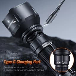 SUPERFIRE C16 Rechargeable led flashlight 40W high power Torch 500M Long Range With Battery Outdoor Waterproof Camping Lantern