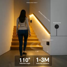 Smart Dual Sensors PIR Motion Sensor Switch DC 24V Solid Silicone Neon Light COB LED Strip Self-adhesive Room Stair Night Lamp
