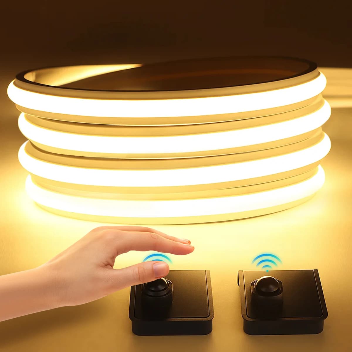 Smart Dual Sensors PIR Motion Sensor Switch DC 24V Solid Silicone Neon Light COB LED Strip Self-adhesive Room Stair Night Lamp