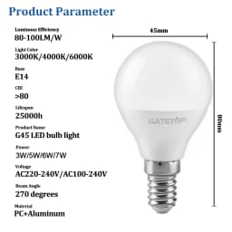 5-Pack G45 E14 LED Light Bulb  AC 220V 110V 120V 3W 5W 6W 7W POWER Eco-Friendly Mini Lamp Non-Flicker 3000K 4000K 6000K Bulb