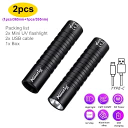 Mini 365nm 395nm UV Flashlight USB Rechargeable Ultraviolet Torch Pet Urine Cat Tinea Marker Money Ore Scorpion Fluorescent Lamp