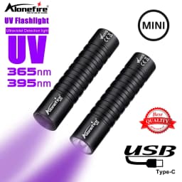Mini 365nm 395nm UV Flashlight USB Rechargeable Ultraviolet Torch Pet Urine Cat Tinea Marker Money Ore Scorpion Fluorescent Lamp