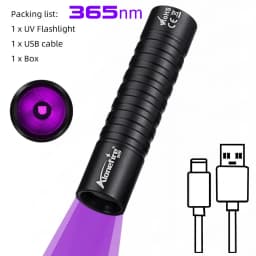 Mini 365nm 395nm UV Flashlight USB Rechargeable Ultraviolet Torch Pet Urine Cat Tinea Marker Money Ore Scorpion Fluorescent Lamp