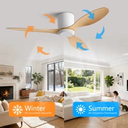 25/42/52Inch Ultra-Thin DC Ceiling Fan with Remote - 6-Speed Silent 3 Blades, Ideal for Low Ceilings & Minim Spaces Energy