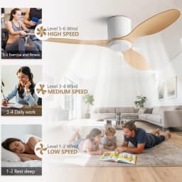 25/42/52Inch Ultra-Thin DC Ceiling Fan with Remote - 6-Speed Silent 3 Blades, Ideal for Low Ceilings & Minim Spaces Energy